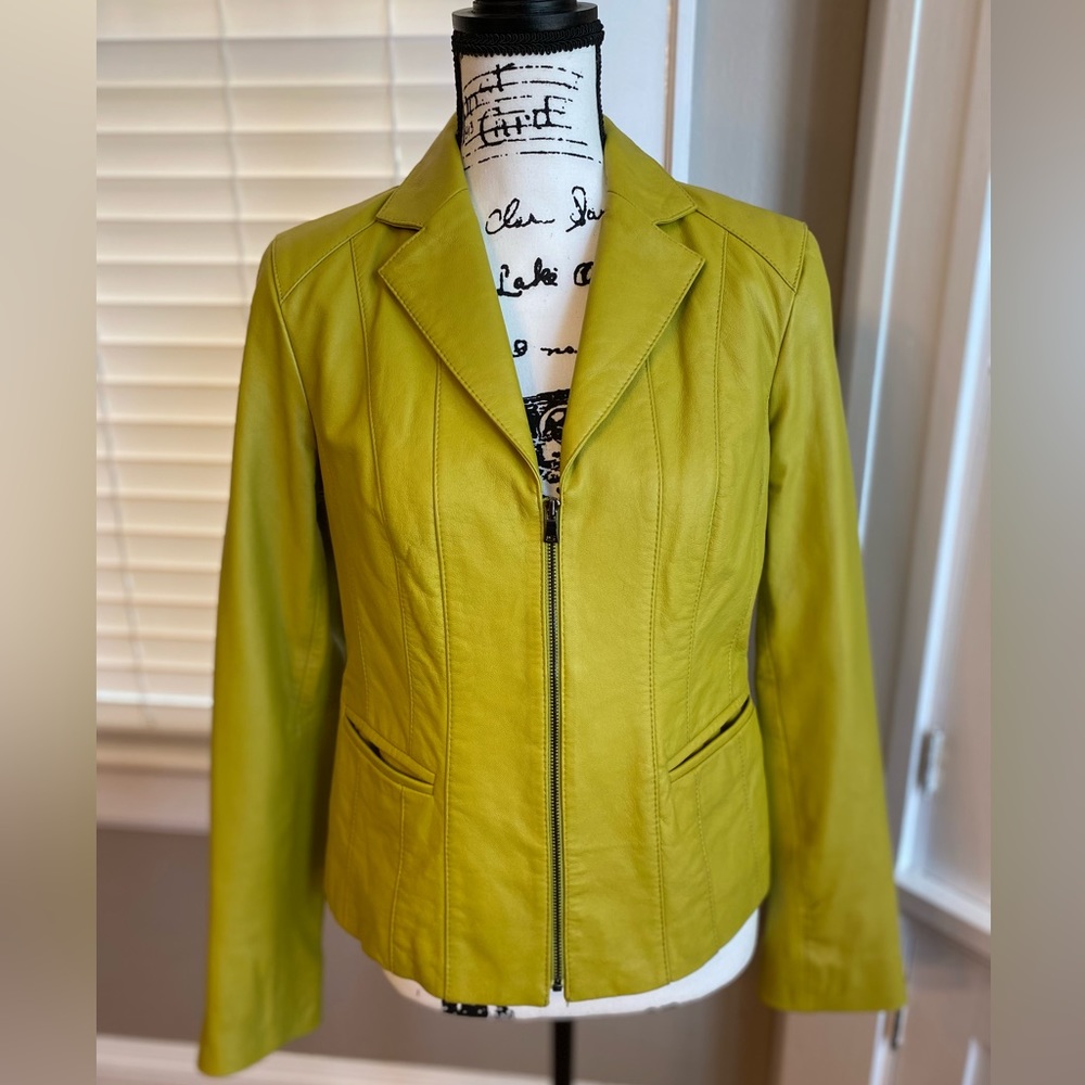 Jones New York Collection Green Leather Women’s Jacket Size Small